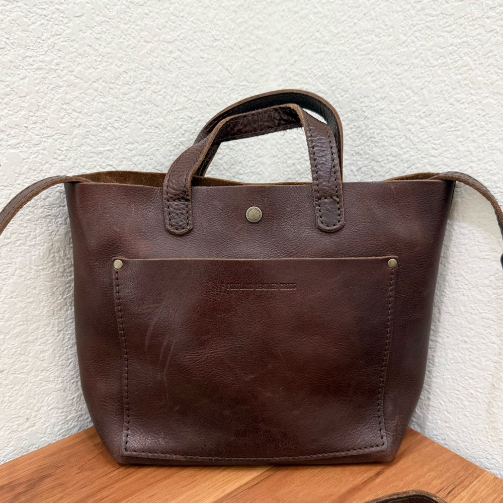 PLG PORTLAND Leather Goods “Almost Perfect” Mini Crossbody Tote Bag
